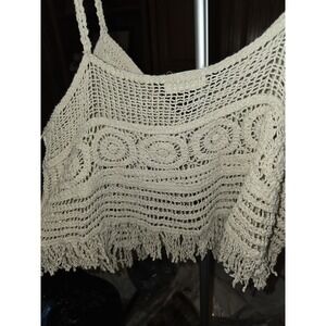 cgyy crochet tank top sleeveless v neck Fringe Bottom, Boho, 70s, Hippie,